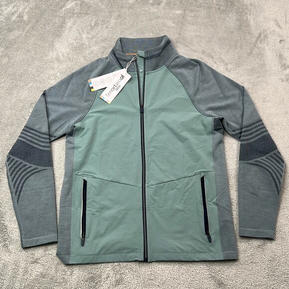 NEW Smartwool S Men's Intraknit Active‎ Full Zip Merino Wool Green Lead Sweater - Picture 1 of 11